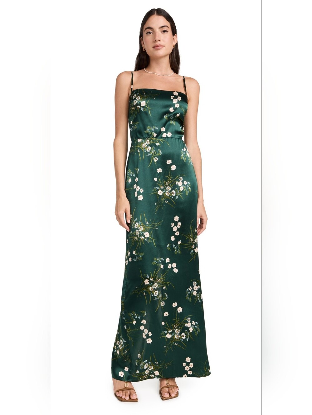 REFORMATION Frankie Sleeveless Silk Green Floral Slip Dress Size 4